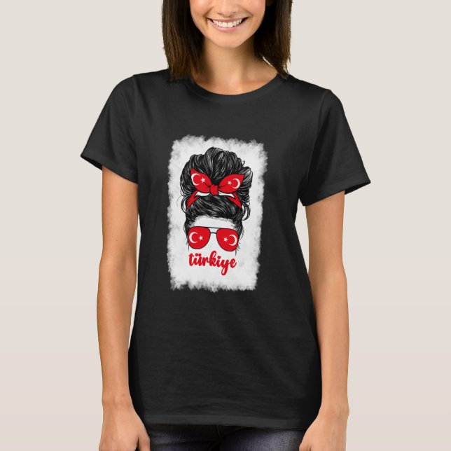 T-shirt Turc Fille Pour Femmes Türkiye Turquie Drapeau Fil (Devant)