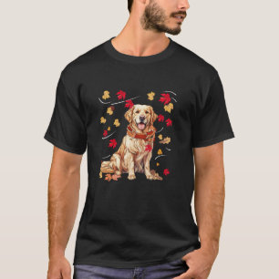 T-shirt Turc mignonne Golden retriking chien érable feuill