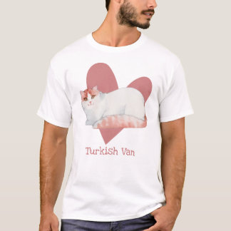 T-shirt Turc Van Chat Aquarelle Kitty Coeur rose