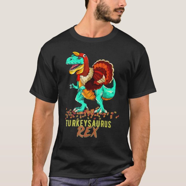 T-shirt Turkey Dinosaur Happy Dinner Thanksgiving Hello Fa (Devant)