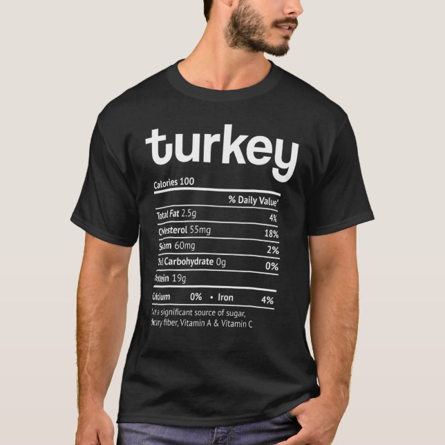 T-shirt Turkey Nutrition Facts  Thanksgiving Christmas foo (Devant)