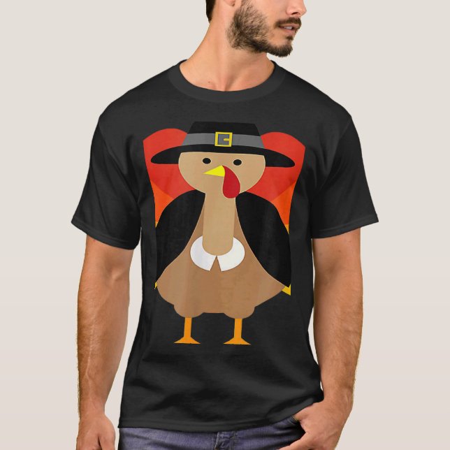 T-shirt Turkey Pilgrim Cute Thanksgiving Essential (Devant)