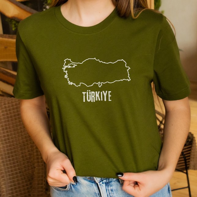 T-shirt Turquie Carte du pays Ligne frontière turque Forme (Créateur téléchargé)