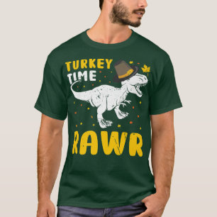 T-shirt Turquie Heure Rawer Thanksgiving Pilgrim Dinosaur