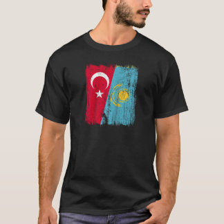 T-shirt Turquie Kazakhstan Demi-drapeau Turc Kazakh Jersey