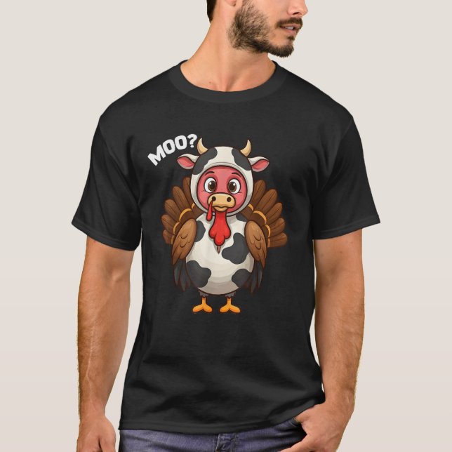 T-shirt Turquie Moo Vache drôle Thanksgiving Fake Costume  (Devant)