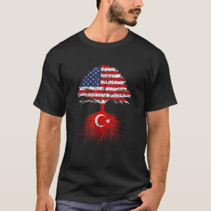 T-shirt Turquie Racines Turquie Américain Drapeaux Natural