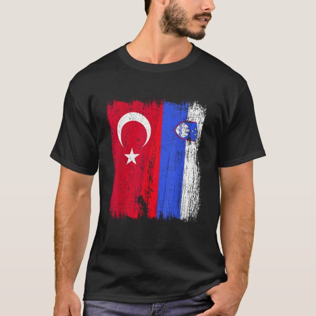 T-shirt Turquie Slovénie Demi-drapeau Turc Slovénie Fierté (Devant)