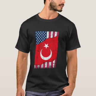 T-shirt Turquie Vintage Patriotique Turc Drapeau Américain
