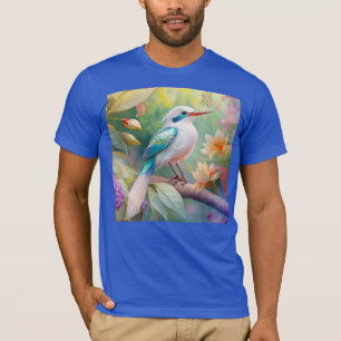 T-shirt Turquoise aile crête blanche Imaginaire Oiseau
