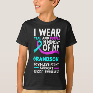 T-shirt Turquoise & ; Violet En Mémoire Du Suicide De M