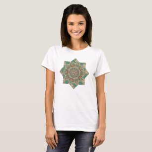 T-shirt turquoise bleu et corail profond Mandela