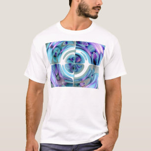 T-shirt Turquoise et collage abstrait de pourpre