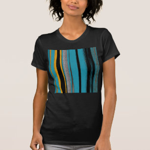 T-shirt Turquoise Et Noire - Bandes D'Art Abstraites