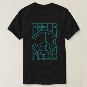 T-shirt Turquoise Lettering Peace Please