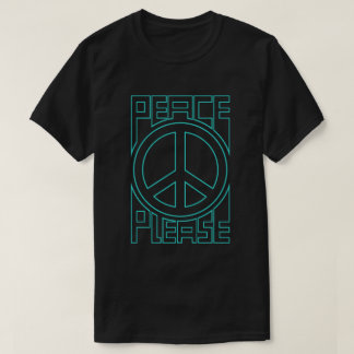 T-shirt Turquoise Lettering Peace Please