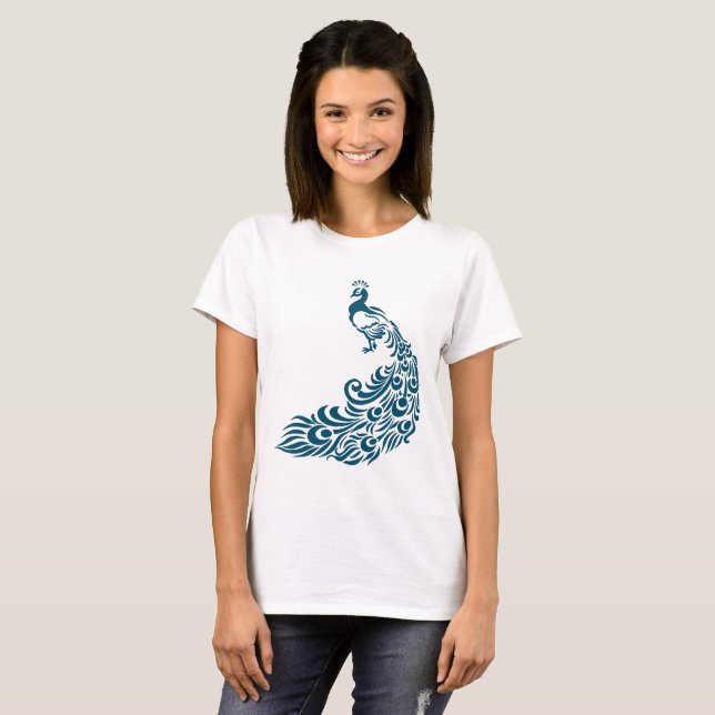 T-shirt Turquoise Peacock Bold Design Art Déco élégant (Devant entier)