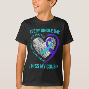 T-shirt Turquoise Purple Heart Dit Cousin Sensibilisation