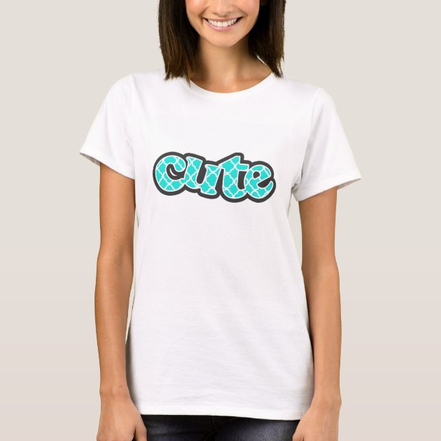 T-shirt Turquoise Quatrefoil de couleur d'Aqua (Devant)