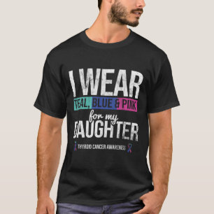T-shirt Turquoise Rose Bleu Pour Fille Thyroïde Cancer