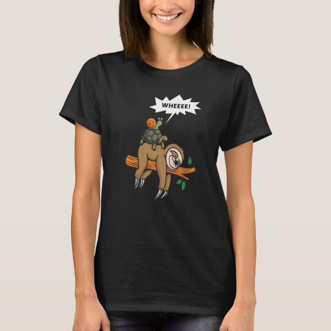 T-shirt Turtle équitation Sloth Lazy Sloths Animal Graphis (Devant)