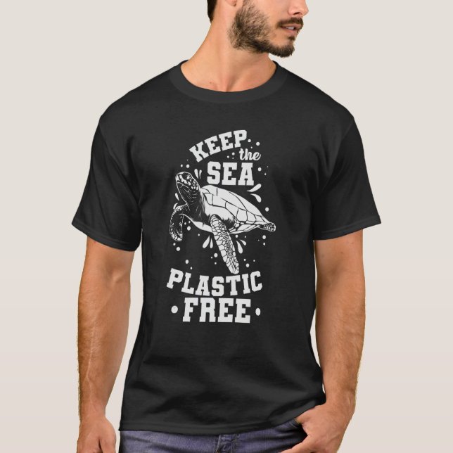 T-shirt Turtle Keep The Sea Plastic Free (Devant)