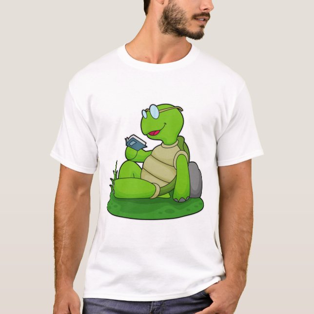 T-shirt Turtle Reading Book (Devant)