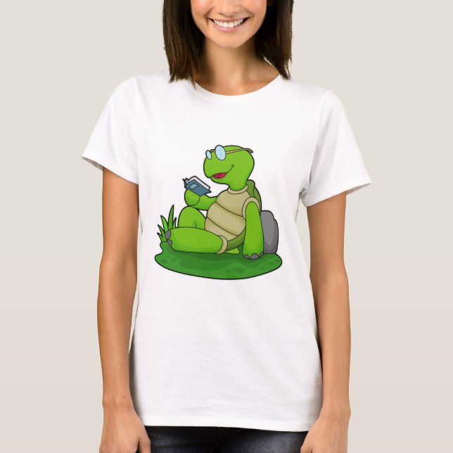 T-shirt Turtle Reading Book (Devant)