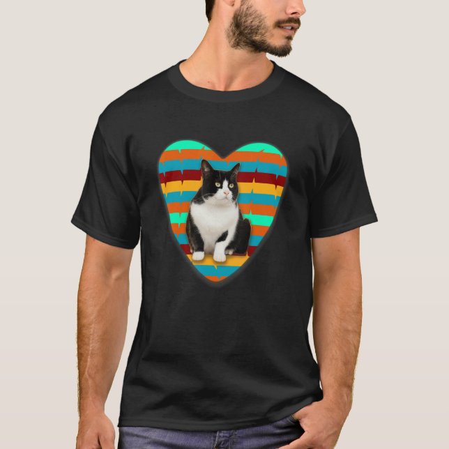 T-shirt Tuxedo Cat Retro Moms Dads Breeders Propriétaires  (Devant)