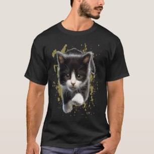 T-shirt Tuxedo Chat Kitten Animal noir et blanc