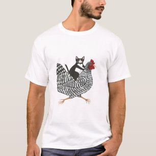 T-shirt .Tuxedo Chat sur un poulet