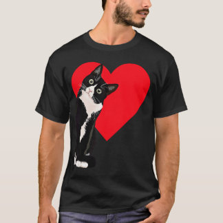 T-shirt Tuxedo Chat Valentine's Day Coeur Chat