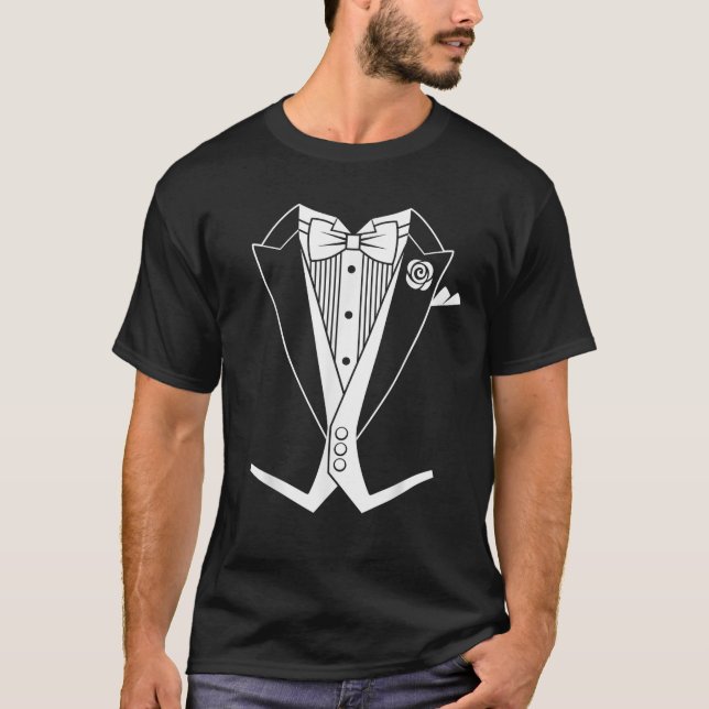T-shirt Tuxedo Tailcoat Cravate blanche T Chemise (Devant)