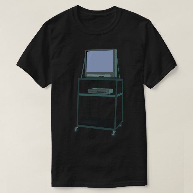 T-shirt TV et chariot VCR Classe 80s 90s Funny School (Design devant)
