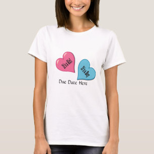 T-shirt Twin Boy / Girl with due Date Faire-part T Shirt