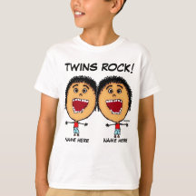 Twin Boys Rock Cartoon