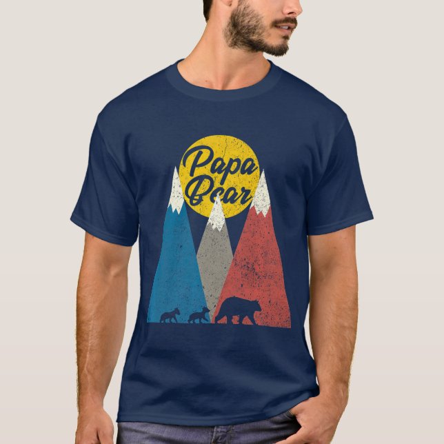 T-shirt Twin Papa Papa Ours Deux Cubs Fête des pères Cadea (Devant)