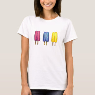 T-shirt Twin Pop Froid Popsicles Ice Lolly Jaune Bleu