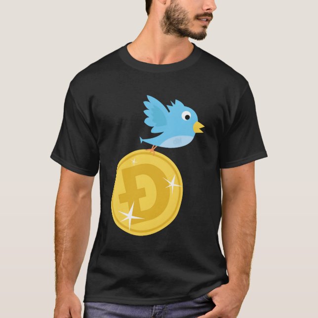 T-shirt Twitter Bird Flying With Doge Coin drôle (Devant)