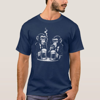 T-shirt two chimps are smoking and drinking beer 