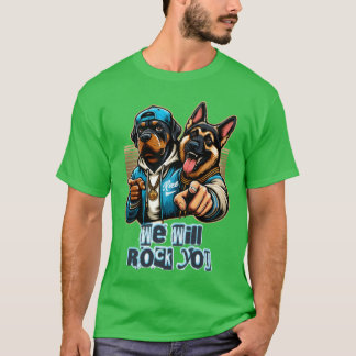 T-shirt two dogs rocking tee design funny