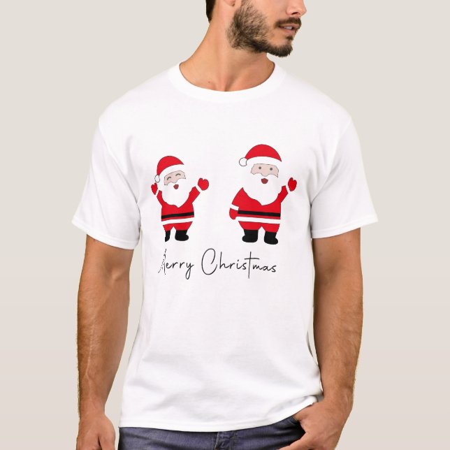 T-shirt Two Santa Claus characters standing (Devant)