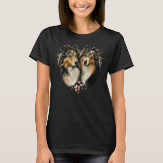 T-shirt Two Shetland Sheepdog Dogs Valentines Day on Coupl