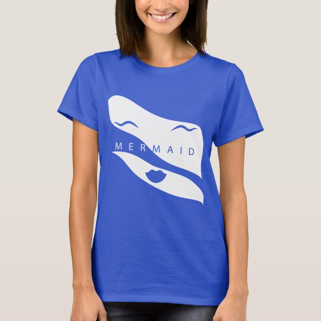 T-shirt two-tone with a face and the word mermaid (Front)