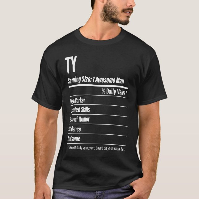 T-shirt Ty Éléments nutritionnels de la taille de service  (Devant)