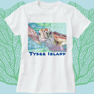 T-shirt Tybee Island Géorgie Aquarelle Tortue de mer