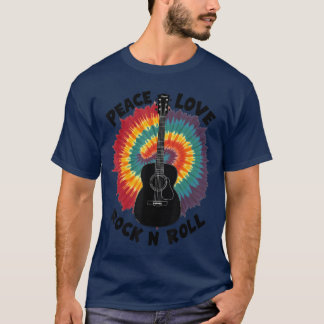 T-shirt Tye Dye Paix Amour Rock N Roll Guitare garçon drôl