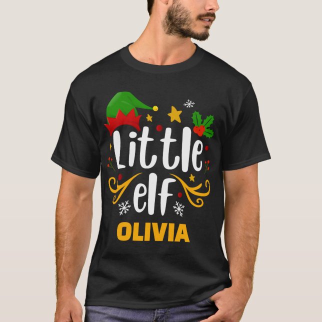 T-shirt Tygraphy Little Elf Fun Family Matching T Shirt  (Devant)