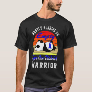 T-shirt Type 1 Diabète Guerrier Bleu Ruban Panda T1d Diab