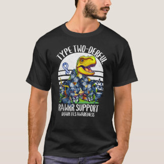 T-shirt Type 2 - Sensibilisation au diabète T2D Dino